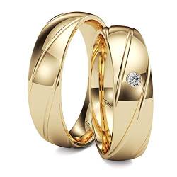 Kolibri Rings GOLD- Eheringe Paarpreis Gold 333 Massiv mit einem Diamanten Trauringe Verlobungsringe Partnerringe 100% Made in Germany- Inkl. Gratis Etui + Gravur + Zertifikat (Hochglanz Poliert) von Kolibri Rings