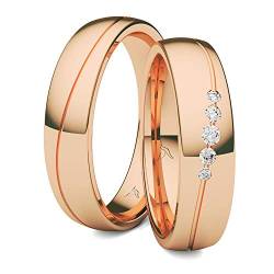 Kolibri Rings GOLD- Eheringe Paarpreis Rotgold 333 mit 5 Diamanten Trauringe Verlobungsringe Partnerringe 100% Made in Germany- Inkl. Gratis Etui + Gravur + Zertifikat (Hochglanz Poliert) von Kolibri Rings