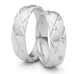 Kolibri Rings Partnerringe Silber 925 Paarpreis Massiv Nickelfrei 6 Zirkonia Steine Freundschaftsringe Trauringe Eheringe 100% Made in Germany- Inkl. Gratis Etui + Gravur (Längsmatt) von Kolibri Rings