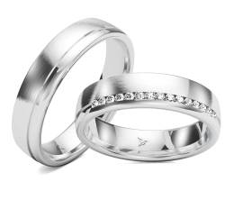 Kolibri Rings Silber Paarpreis Eheringe Rhodiniert 15 Zirkonia Steine Trauringe Partnerringe Freundschaftsringe - Gratis Gravur und Etui von Kolibri Rings