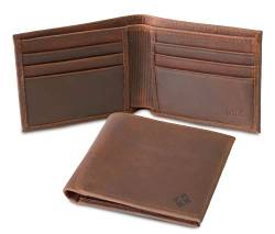 Kolossus Geldbörse für Herren, Vollnarbenleder, minimalistisch schlank, RFID-blockierend, Geldscheinfach mit 6 Kartenfächern, braun, Faltbares Portemonnaie aus Leder von Kolossus