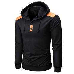 Kapuzenpullover Herren Kolylong® Herren Casual Sweatshirt mit Kapuze Slim Fit Pullover Hoodies Männer Kapuzenjacke Pulli Mantel Outwear Langarmshirt Top (XL, Schwarz) von Koly-Herren Bekleidung