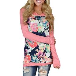 Bluse Damen Kolylong® Frauen Elegant Blumen Drucken Sweatshirt mit Kapuze Herbst Freizeit Langarm Shirts Loose Bluse Sport Pullover T-Shirt Tank Tops Hemd (M, Rot) von Kolylong