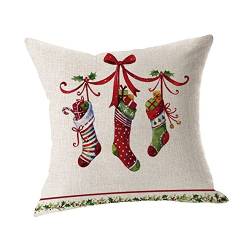 Kissenbezug Kolylong® 45cm x 45cm Christmas Drucken Kissenbezug für Dekokissen Sofa Bett Heimtextilien Home Decor Festival Kissen Kissenbezug Pillow Case (H) von Kolylong