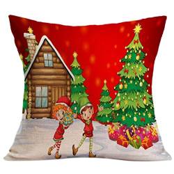 Kissenbezug Kolylong® 45cm x 45cm Weihnachten drucken für Dekoration Festival Sofa Bett Heimtextilien Home Decor Kissen Kissenbezug Pillowcase (A) von Kolylong