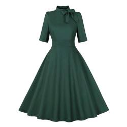 Cocktailkleid Damen Rockabilly Kleider Damen 50er Jahre Kleider Vintage Audrey Hepburn Kleider Festlich Abendkleid für Hochzeit V-Ausschnitt Partykleid mit Gürtel Elegant Ballkleider Petticoat Kleid von Komiseup