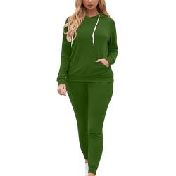 Damen 2 Stück Sportanzüge Winter Jogginganzug Trainingsanzug Hausanzug Frauen 2 Teilig Freizeitanzug Zweiteiler Set Langarm Kapuzenpullover mit Kordelzug und Tasche + Hosen für Yoga Und Jogger von Komiseup