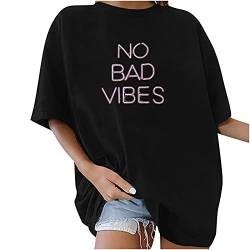 Damen T-Shirt Sommer Los Angeles Kurzarm Grafikdruck Shirt Tunika Oversized Mode Lose Rundhals Buchstaben Longshirt Frauen Vintage Bluse Oberteile Lang Tops für Teenager Mädchen von Komiseup