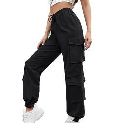 Jogginghose Damen, Jogginghose Damen Baggy Y2k Hose Jogginghose Damen Lang mit Taschen Lässig Einfarbig Cargohose Damen High Waist Jogginghose Teenager Mädchen Arbeitshose Streetwear Freizeithosen von Komiseup