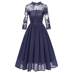 Kleid Damen, Kleid Damen Elegant, Kleider Damen Festlich, Frauen Vintage Stickerei Temperament V-Ausschnitt Spitze Sexy Dreiviertel Spitzenkleid von Komiseup