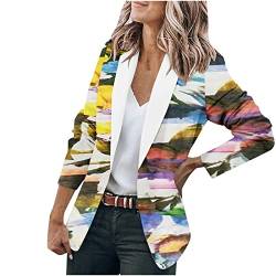 Komiseup Blazer Damen Bunt Blumen Muster Graphics Langarm Blazer Slim Fit Geschäft Büro Jacke Mantel Casual Anzüge von Komiseup