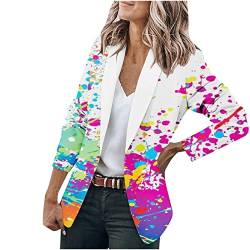 Komiseup Blazer Damen Bunt Blumen Muster Graphics Langarm Blazer Slim Fit Geschäft Büro Jacke Mantel Casual Anzüge von Komiseup