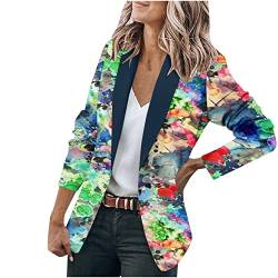 Komiseup Blazer Damen Bunt Blumen Muster Graphics Langarm Blazer Slim Fit Geschäft Büro Jacke Mantel Casual Anzüge von Komiseup