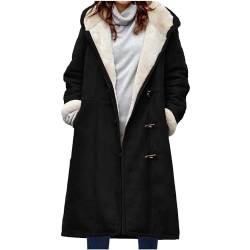 Komiseup Fleecejacke Damen Elegant Einfarbige Jacke Mantel Knopf Umlegekragen Strickjacken Mit Kapuze Teddyfleece Hoodie Warme Teddyjacke Jacken Mit Taschen Soft Winterjacke Gutschein Angebote von Komiseup