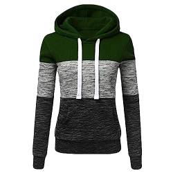 Komiseup Hoodie Damen Farbblock Kapuzenpullover Lässige Oversize Kapuzenpulli Herbst Winter Hoody Jacke Top mit Taschen und Kordelzug Langarm Pullover Sweatshirt mit Kapuze Sport Langarmshirt von Komiseup