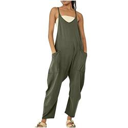 Komiseup Overall Damen Baggy Oversize Lässige Locker Trägerhose Overalls Ärmellose Strampler Playsuit mit Große Taschen Arbeitshose von Komiseup