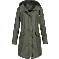 Regenjacke Damen, Regenjacke Damen Wasserdicht Atmungsaktiv-Lang Windbreaker Outdoorjacke Packbar Übergangsjack Dünne Regenmantel Leichte Jacke mit Kapuze Große Größen Funktionsjacke Softshelljacke von Komiseup