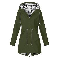 Regenjacke Damen, Regenjacke Damen Wasserdicht Atmungsaktiv-Lang Windbreaker Outdoorjacke Packbar Übergangsjack Dünne Regenmantel Leichte Jacke mit Kapuze Große Größen Funktionsjacke Softshelljacke von Komiseup