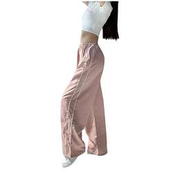 Track Pants Damen Vintage Parachute Pants Y2k Hosen Baggy Cargohose Fallschirmhose Teenager Y2K Weites Bein Track Pants Vintage Baggy Hosen Frauen 90er Streetwear Freizeithose Boyfriend Pants von Komiseup