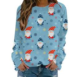 Weihnachtspullover Damen Große Größen Sweatshirt Bunte Schneeflocke Druck Lose Weihnachten Pullover Sweatshirts Frauen Rundhals Schneemann Langarm Pulli T Shirt Tunika Tops Festliche Weihnachtsshirt von Komiseup