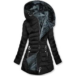 Winterjacke Damen, Übergangsjacke Damen, Wintermantel Damen, Damen Winter Warme Steppjacke Kapuzenjacke Bequeme Zipper Hoodie Jacke Mantel Elegant Baumwolljacke Fleecejacke Strickjacken Winterparka von Komiseup