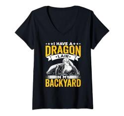 Damen Drachenhöhle Komodowaran-besitzer Wildtiere Drachen T-Shirt mit V-Ausschnitt von Komodo Dragons Owner Wildlife Animals Lover