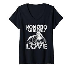 Damen Komodo Küsst Komodowaran-besitzer, Wildtiere, Drachen T-Shirt mit V-Ausschnitt von Komodo Dragons Owner Wildlife Animals Lover