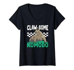 Damen Krallenartiger Komodowaran-besitzer, Wildtiere, Drachen T-Shirt mit V-Ausschnitt von Komodo Dragons Owner Wildlife Animals Lover