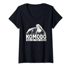 Damen Retro-komodowaran-besitzer, Wildtiere, Komodowarane T-Shirt mit V-Ausschnitt von Komodo Dragons Owner Wildlife Animals Lover
