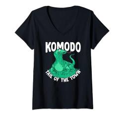 Damen Retro-komodowaran-besitzer, Wildtiere, Komodowarane T-Shirt mit V-Ausschnitt von Komodo Dragons Owner Wildlife Animals Lover