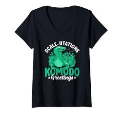 Damen Scale-utations Komodowaran-besitzer Wildtiere Drachen T-Shirt mit V-Ausschnitt von Komodo Dragons Owner Wildlife Animals Lover