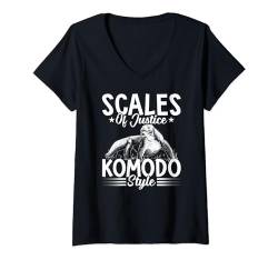 Damen Waage Der Gerechtigkeit Komodowaran-besitzer Wildtiertiere T-Shirt mit V-Ausschnitt von Komodo Dragons Owner Wildlife Animals Lover