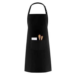 KongJies Kochschürze mit 2 Taschen für Küche Restaurant Backen, Schwarz von KongJies