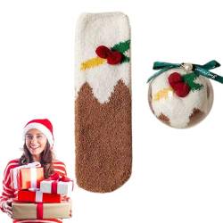Korallenfleece-Socken - Weihnachtsthema Lässige dicke Socken | Thermosocken für Schlaf und Zuhause, Wintersocken für drinnen und Winter, Weihnachtsgeschenke Kongou von Kongou