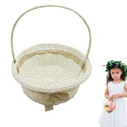 Rattan-Blumenmädchenkörbe für Hochzeiten - Blumenmädchenkorb - Gewebter Blumen-Handkorb für Hochzeitsblumenmädchen, Gartenkorb für Vintage-Hochzeitsgartendekoration Kongou von Kongou