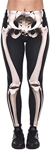 Konluesr Halloween-Leggings für Damen, Halloween-Kostüm, lustige bedruckte Leggings, eng, Workout, Laufen, Yoga, dehnbare Hose, Ein Skelett H, 32-38 von Konluesr