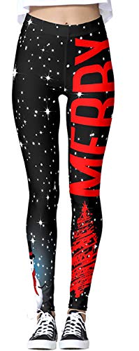 Konluesr Weihnachts-Leggings für Damen, Weihnachten, Kostüm, Leggings, Workout, Laufen, Strumpfhose, Yogahose, Xmas-h, 40/44/L/XL von Konluesr