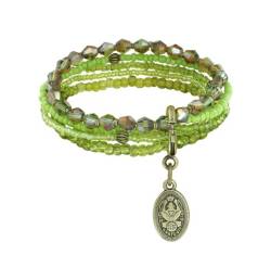 Konplott: Armband Petit Glamour d´Afrique green, mehrreihiges Kristallarmband in hellem olivgrün, für Damen/Frauen von Konplott