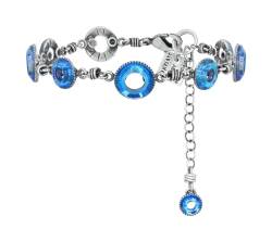 Konplott: Armband Sporty Glimpse blue, modernes Gliederarmband mit Metall- und Glasplättchen in blau, für Damen/Frauen von Konplott