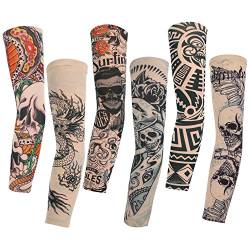 Konsait 6 Stück Tattoo Ärmel Tattoo Armstrumpf Arm Tattoo Strumpf Unisex Nylon Temporäre Tattoos Arm Tätowierung Armstrümpfe Tattoo Ärmel Sleeve für Karneval Fasching Party von Konsait