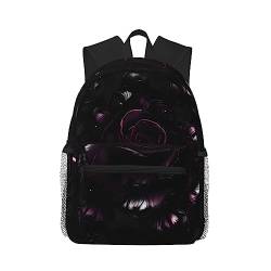 Laptop-Rucksack im Gothic-Rosen-Druck, doppellagig, leicht, modisch, lässig, für Damen und Herren, Reiserucksack, Schwarz , One size von Konsev