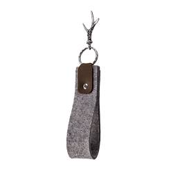 Kontor28 - Schlüsselanhänger -band JAGER, 100% Natur Wollfilz+Leder mit Schlüsselring & hochwertiger Schmuckniete. Ideal für Hausschlüssel Fahrzeugschlüssel. Handgefertigt in Bayern, grau hellgrau von Kontor28