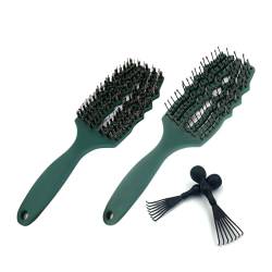 Jumiao 2 Stück Haarbürste ohne Ziepen,Flexible Shape Haarbürste mit Kopfmassage,Bürste zum Entwirren,Paddel Haarbürste zum Entwirren,Entwirrbürste geeignet (Grün) von Koomuao