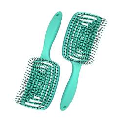 Jumuao Bio Haarbürste ohne Ziepen,Entwirrbürste für jeden Haartyp,Detangler Bürste mit flexibler Spiralfeder, Geeignet für Locken & lange Haare von Damen (Grün) von Koomuao