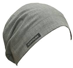 Kopfmuss Mütze mit Jerseyfutter, Unisex, in verschiedenen Designs, KoSG1200, Graphit/weiss feingestreift, 54 von Kopfmuss