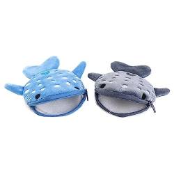 2Pcs Shark Coin Purse Plush Cartoon Shark Wallet Cosmetic Bag Earphone Purse Zip Plush Wallet Key Holder, modisch von Kopida