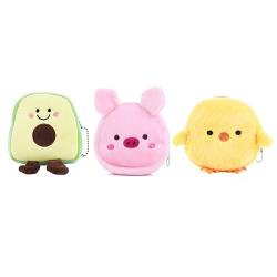 Plüsch Geldbörse 3PCS Niedliche Cartoon Huhn Schwein Avocado Form Plüsch Münze Geldbörsen Multifunktionale Mini Reißverschluss Brieftaschen Lippenstift Datenkabel Aufbewahrungstasche, modisch von Kopida