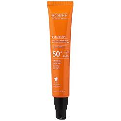 Korff Korff Sun Secret Fluid Gesicht Anti-Flecken SPF50, flüssige Creme mit matter Textur, weicher UVB- und UVA-Schutz, biologisch abbaubar, 50 ml - 130 g von Korff