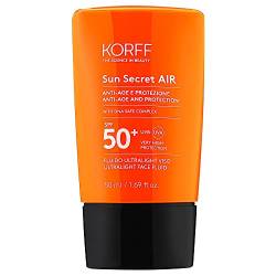 Korff Sun Secret Air Fluid Ultraleicht Gesicht SPF50 Feuchtigkeitsspendend und Anti-Aging, Ultraleichte Textur, sehr hoher Schutz, 50 ml von Korff