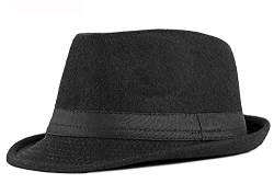 KorhLeoh Klassische Männer Frauen Filz Panama Hut Männer Stilvolle Fedora Hut Gangster Trilby Jazz Hut Kappen 56-58 cm von KorhLeoh